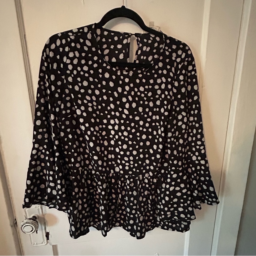 Listicle Black and White Polka Dot Blouse
